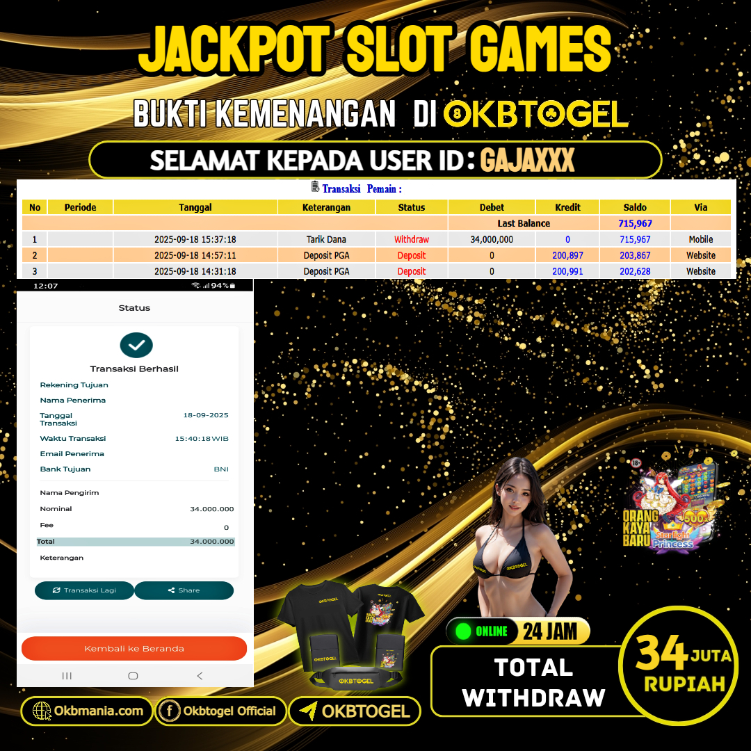 OKBTOGEL JACKPOT SLOT GAMES Rp.34.000.000,-LUNAS USER ID GAJA***